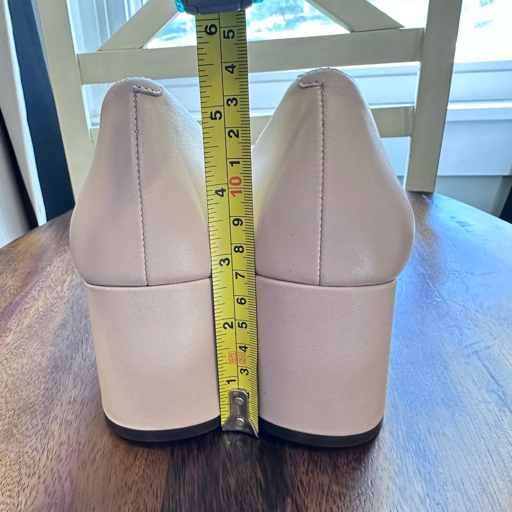 Cole Haan Block Heel Pumps Women 11B Beige Black Cap Toe Leather Career - Picture 5 of 12